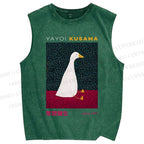Unisex Yayoi Kusama Animal Art Vintage Printed Washed Tank Top