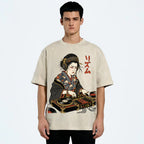 Unisex Geisha DJ Rhythm Printed Washed Tee