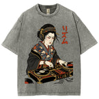 Unisex Geisha DJ Rhythm Printed Washed Tee