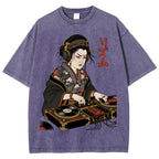 Unisex Geisha DJ Rhythm Printed Washed Tee