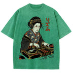 Unisex Geisha DJ Rhythm Printed Washed Tee