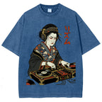 Unisex Geisha DJ Rhythm Printed Washed Tee