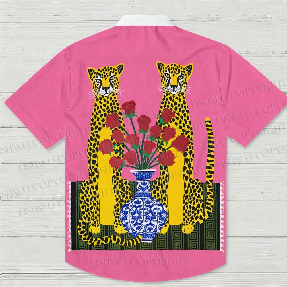 Kitsch Twin Leopards Hawaiian Shirt