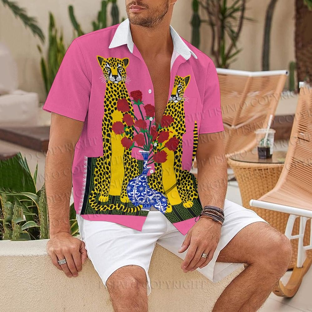 Kitsch Twin Leopards Hawaiian Shirt