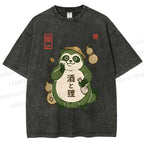 Unisex Drunk Tanuki Printed Washed Tee