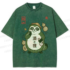 Unisex Drunk Tanuki Printed Washed Tee