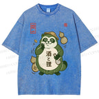 Unisex Drunk Tanuki Printed Washed Tee