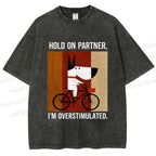 Unisex Overstimulated Pup Printed Washed Tee