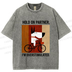 Unisex Overstimulated Pup Printed Washed Tee