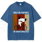 Unisex Overstimulated Pup Printed Washed Tee