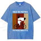 Unisex Overstimulated Pup Printed Washed Tee