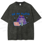 Unisex On My Pooter Work Frog Printed Washed Tee