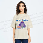 Unisex On My Pooter Work Frog Printed Washed Tee