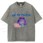 Unisex On My Pooter Work Frog Printed Washed Tee