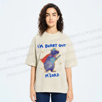Unisex Burnt Out Knight Rat Printed Washed Tee