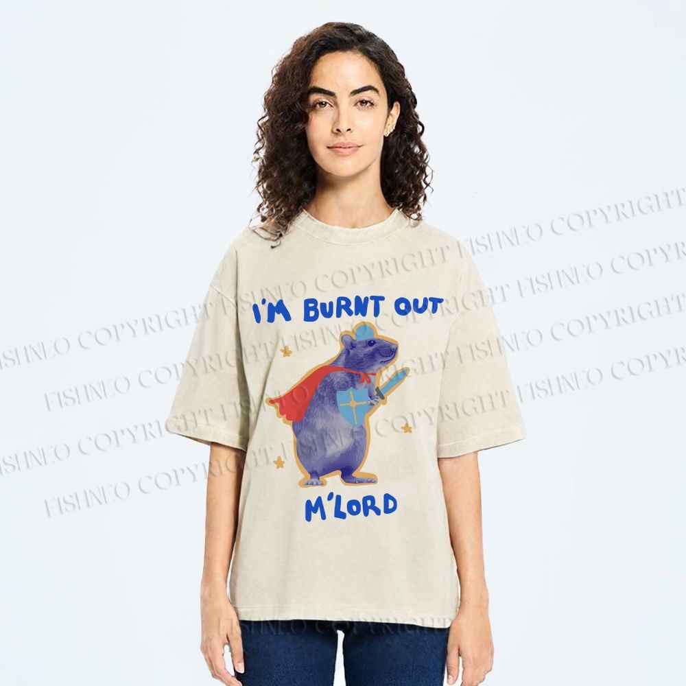Unisex Burnt Out Knight Rat Printed Washed Tee