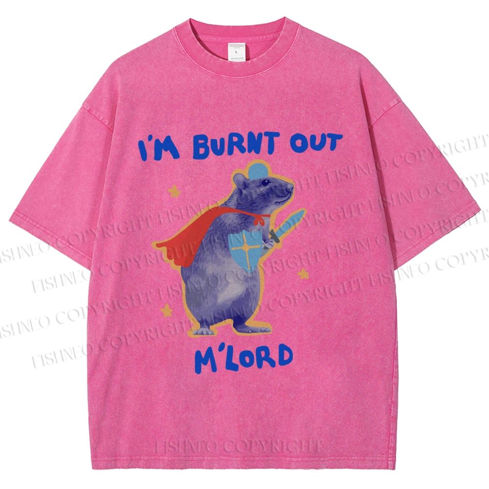 Unisex Burnt Out Knight Rat Printed Washed Tee