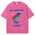 Unisex Burnt Out Knight Rat Printed Washed Tee