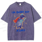 Unisex Burnt Out Knight Rat Printed Washed Tee