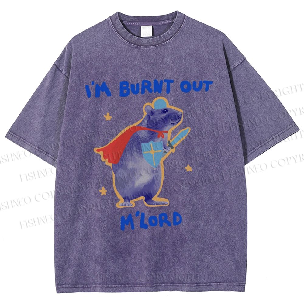 Unisex Burnt Out Knight Rat Printed Washed Tee