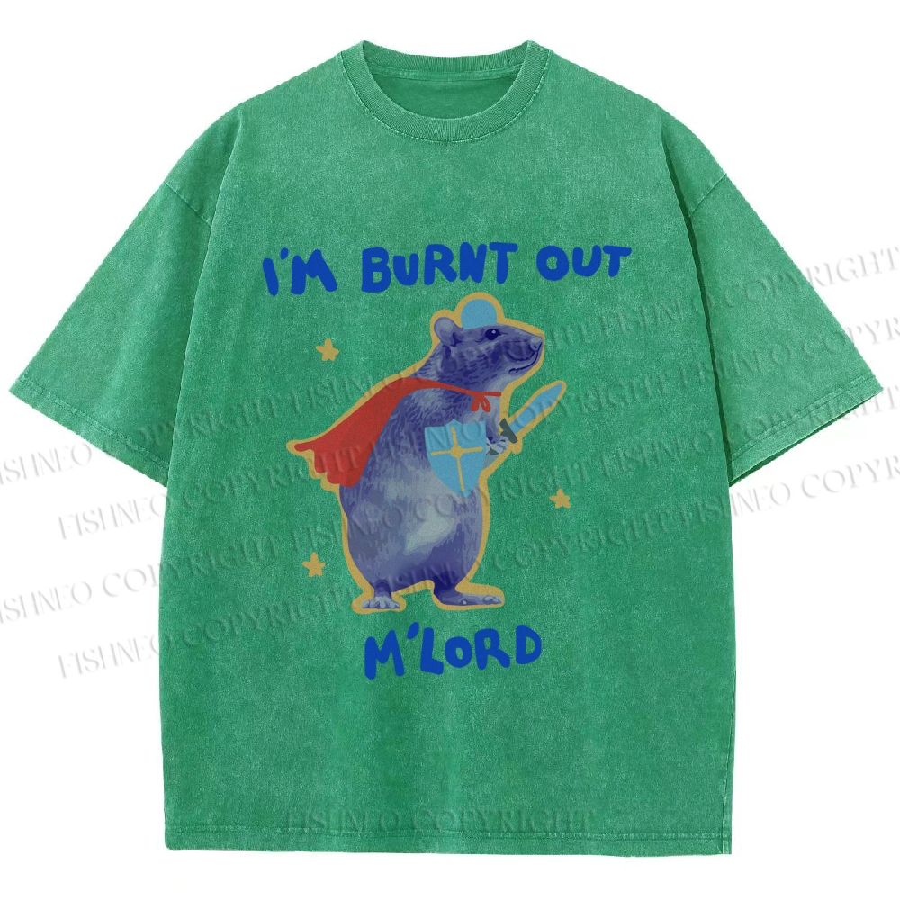Unisex Burnt Out Knight Rat Printed Washed Tee