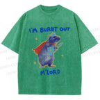 Unisex Burnt Out Knight Rat Printed Washed Tee