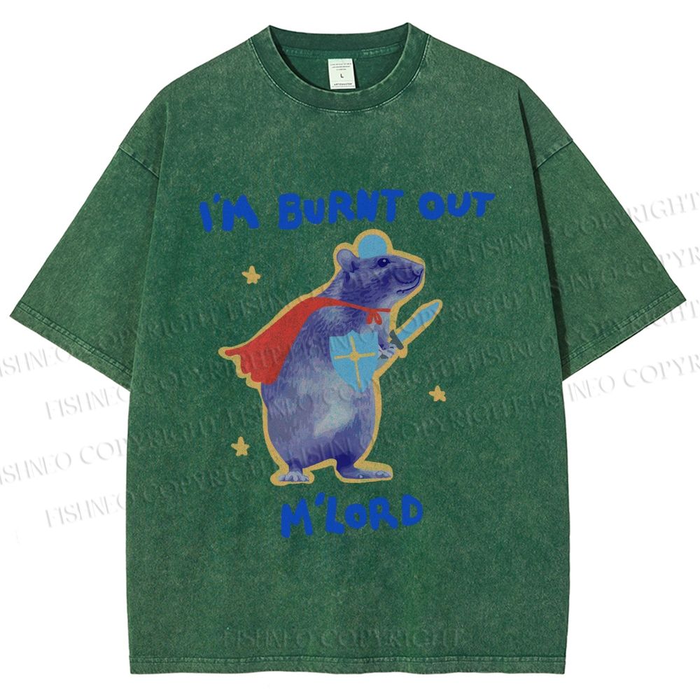 Unisex Burnt Out Knight Rat Printed Washed Tee