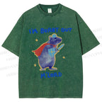 Unisex Burnt Out Knight Rat Printed Washed Tee