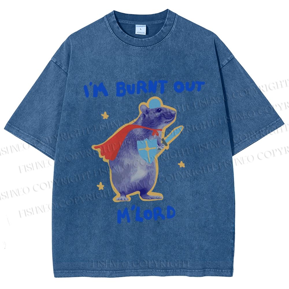 Unisex Burnt Out Knight Rat Printed Washed Tee