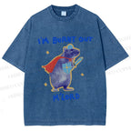 Unisex Burnt Out Knight Rat Printed Washed Tee