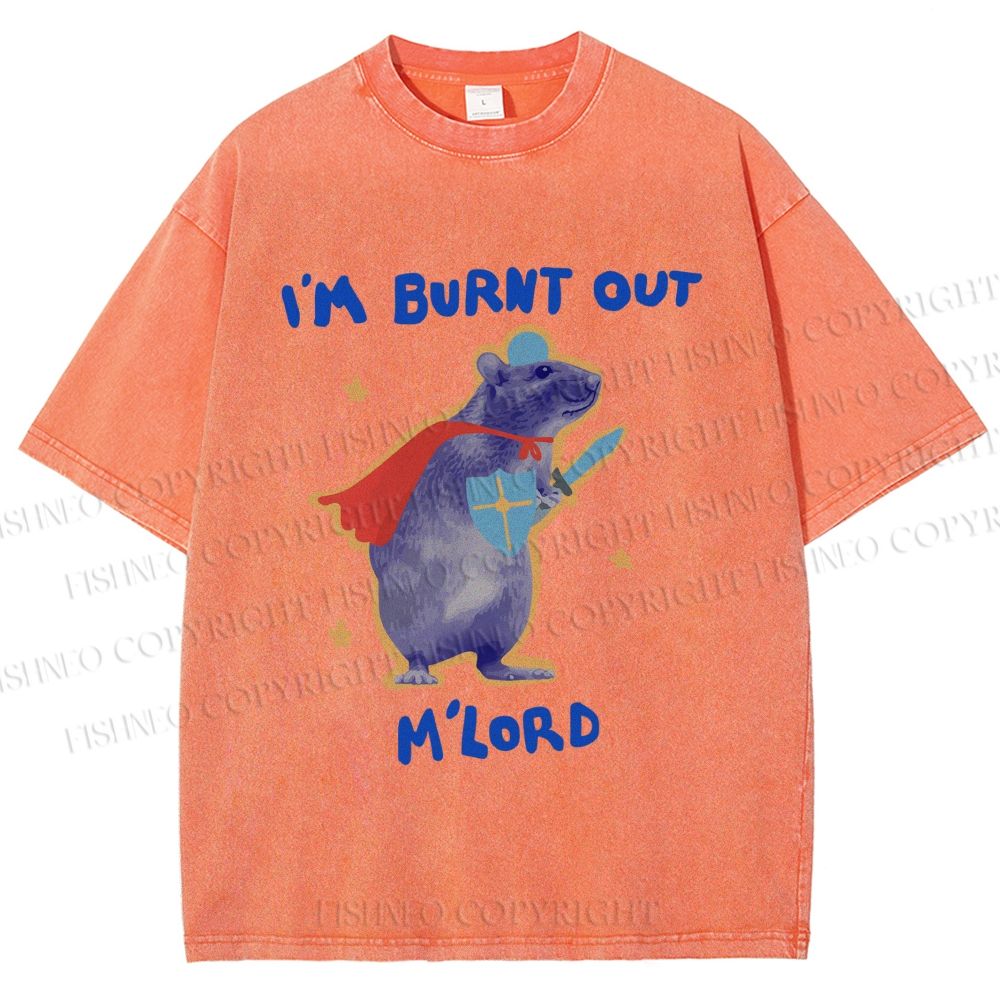 Unisex Burnt Out Knight Rat Printed Washed Tee