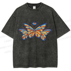 Unisex All-Seeing Eye Butterfly Printed Washed Tee