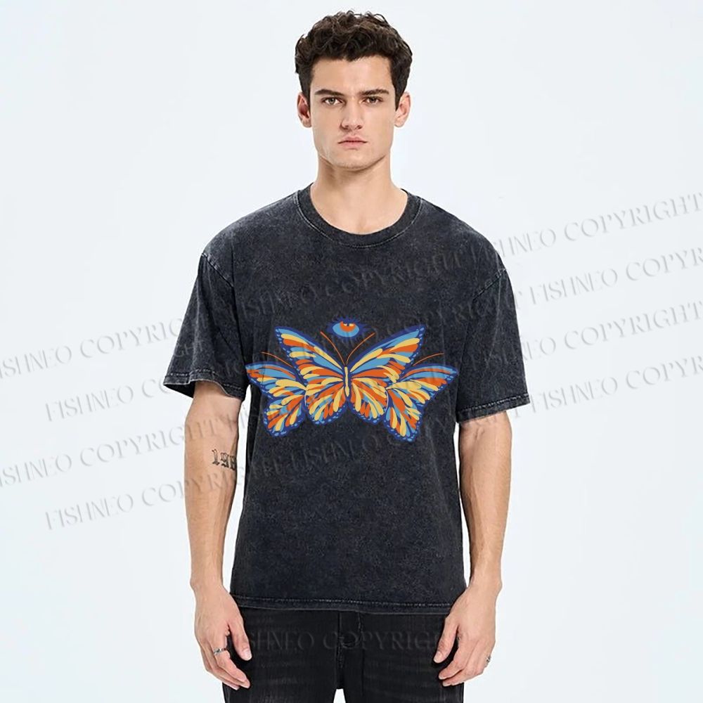 Unisex All-Seeing Eye Butterfly Printed Washed Tee