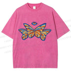 Unisex All-Seeing Eye Butterfly Printed Washed Tee
