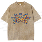 Unisex All-Seeing Eye Butterfly Printed Washed Tee