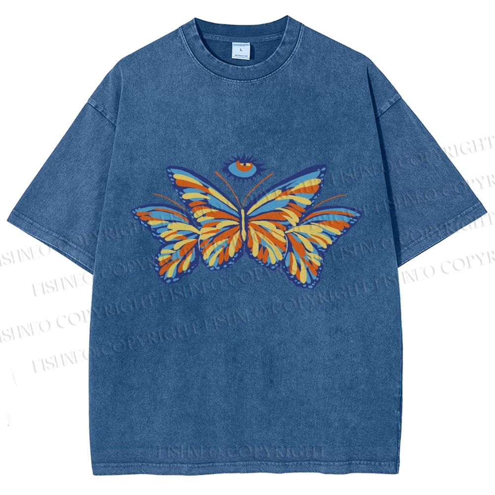 Unisex All-Seeing Eye Butterfly Printed Washed Tee