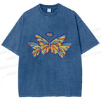 Unisex All-Seeing Eye Butterfly Printed Washed Tee
