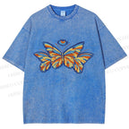 Unisex All-Seeing Eye Butterfly Printed Washed Tee