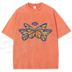 Unisex All-Seeing Eye Butterfly Printed Washed Tee