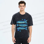 Unisex Vintage Ocean Star Fish Printed Washed Tee