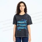 Unisex Vintage Ocean Star Fish Printed Washed Tee
