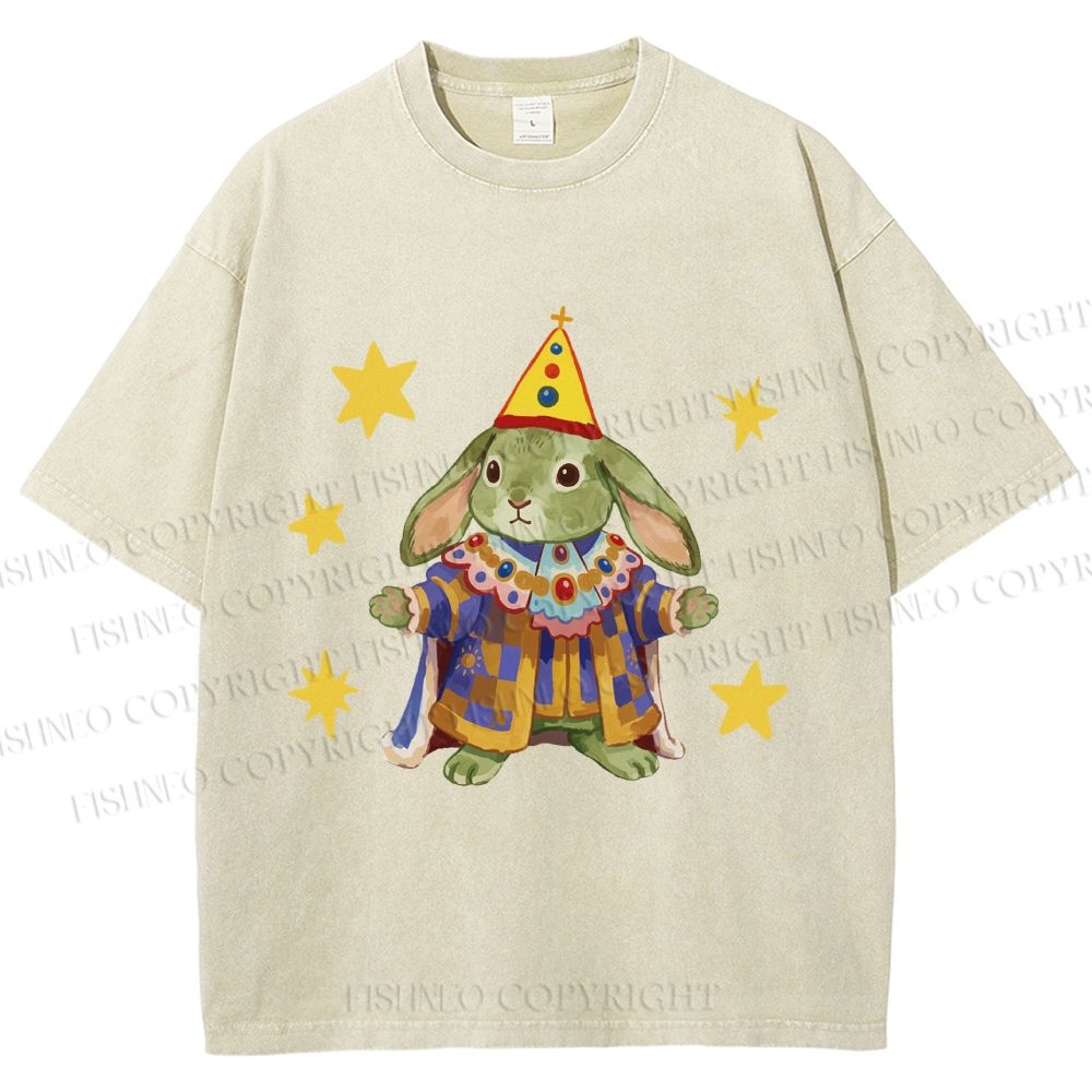Unisex Circus Royal Bunny Printed Washed Tee