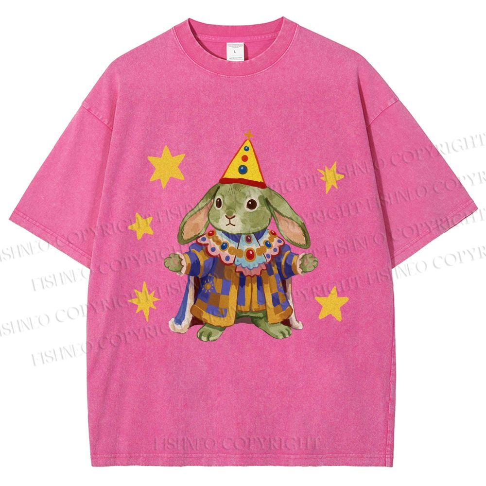 Unisex Circus Royal Bunny Printed Washed Tee