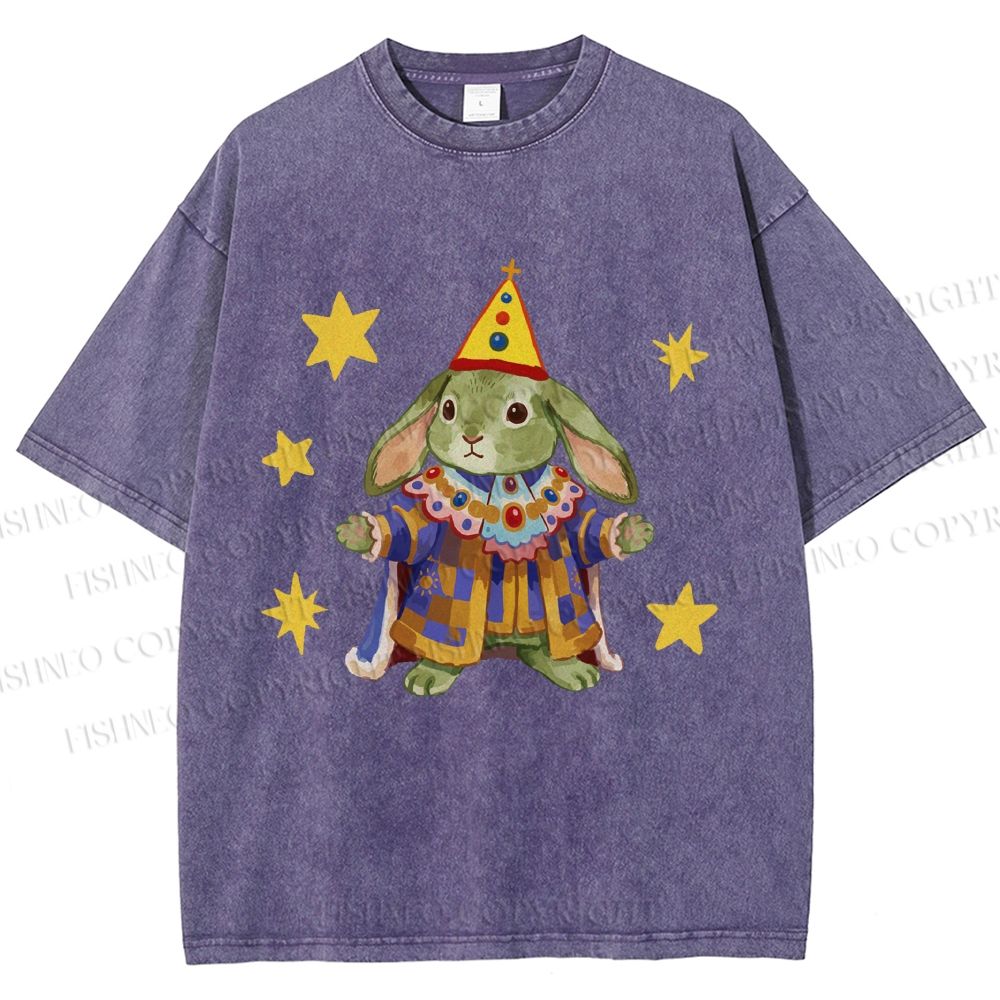 Unisex Circus Royal Bunny Printed Washed Tee