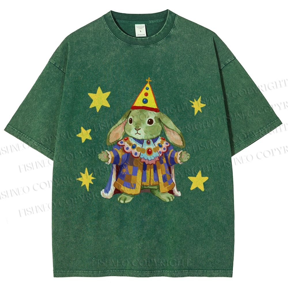 Unisex Circus Royal Bunny Printed Washed Tee