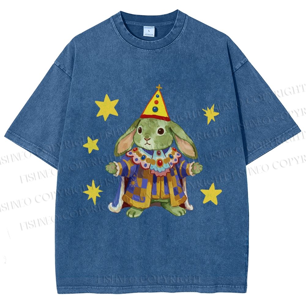 Unisex Circus Royal Bunny Printed Washed Tee
