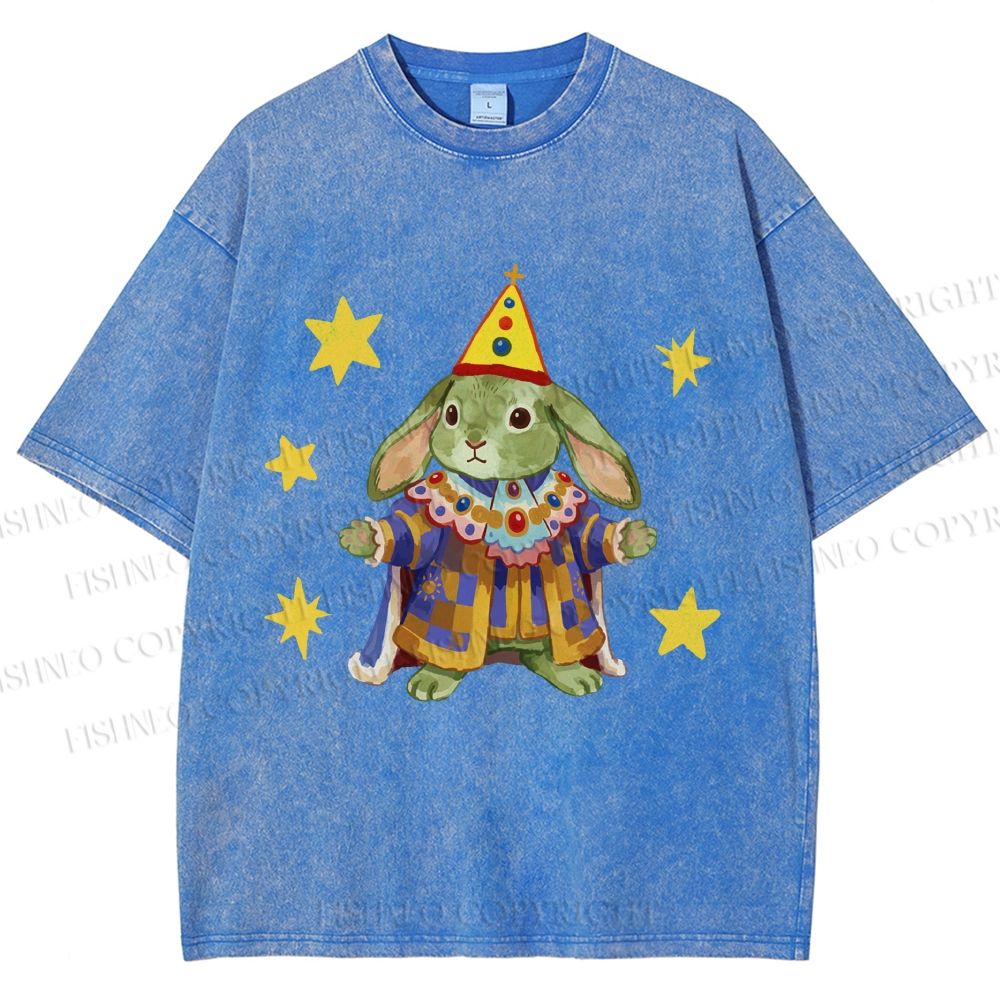 Unisex Circus Royal Bunny Printed Washed Tee
