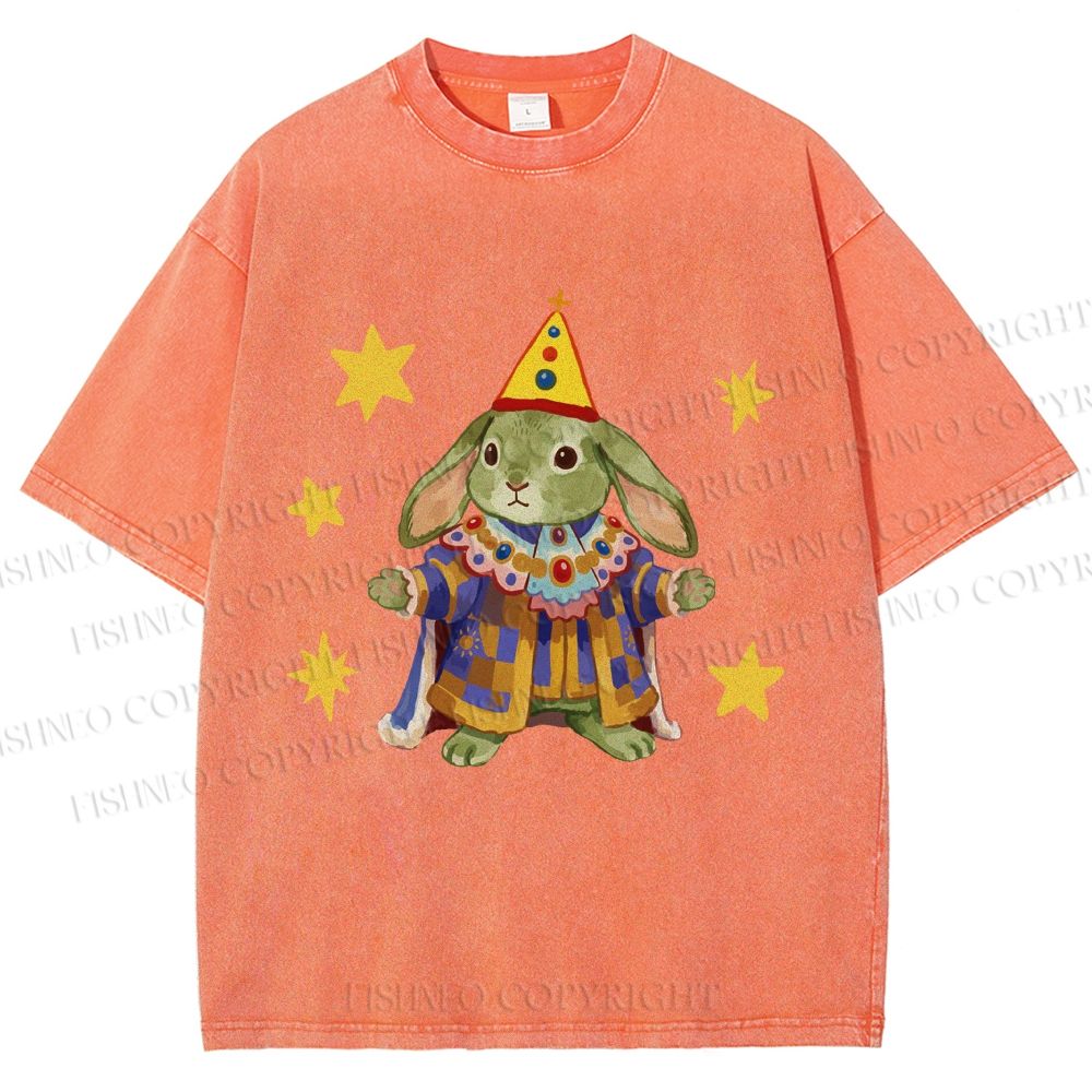 Unisex Circus Royal Bunny Printed Washed Tee