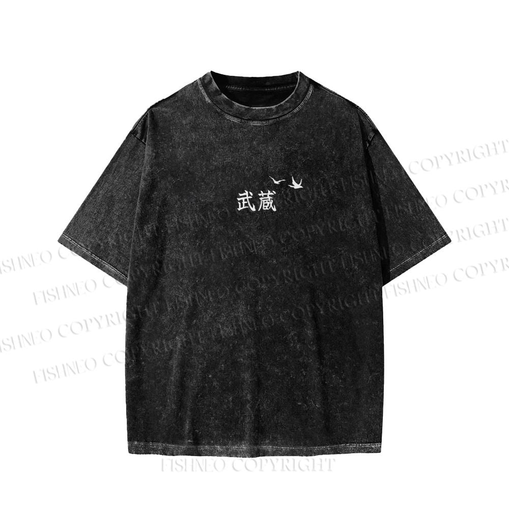 Unisex Miyamoto Musashi Printed Washed Tee