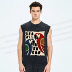 Unisex Macaws Printed Washed Tank Top